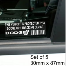 5 x DODGE GPS Tracking Device Security WINDOW Stickers 87x30mm-Charger,Viper,Grand Caravan,Challenger,Dart,Durango,Journey-Car,Van Alarm Tracker